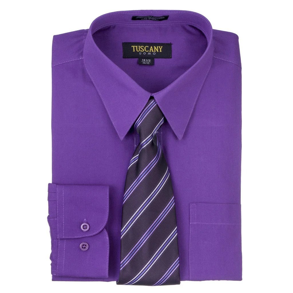 Mens purple striped dress shirt