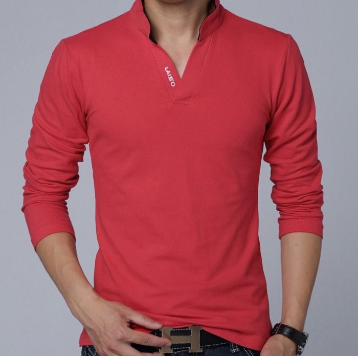 Mens long sleeve red dress shirt